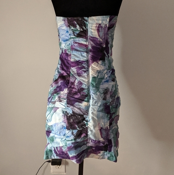 Esley Strapless multicolor print dress sz small - Picture 2 of 8